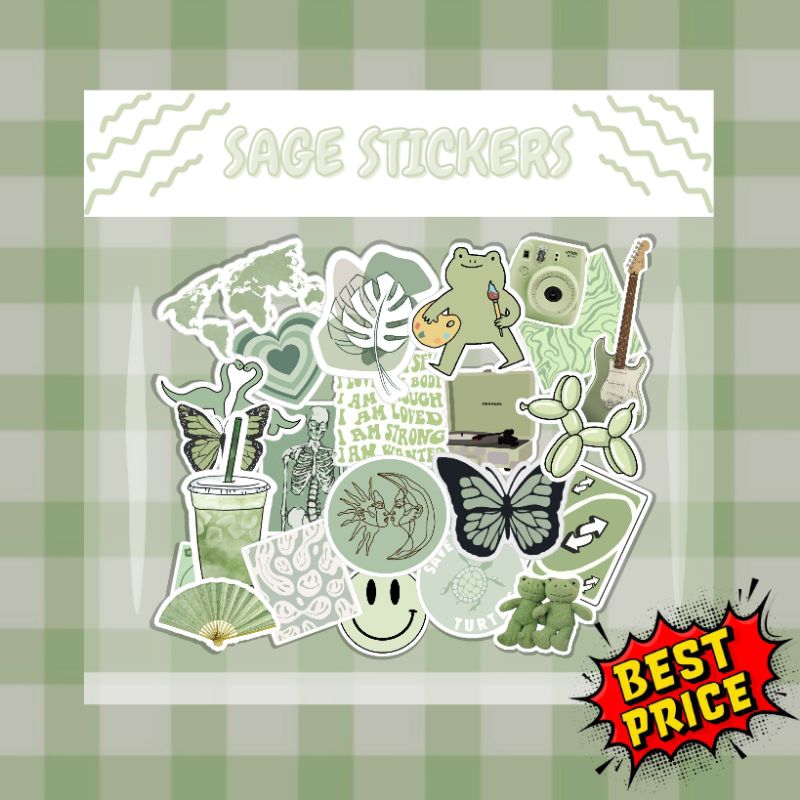 Jual Pcs Sticker Sage Green Stiker Warna Sage Aesthetic Sage