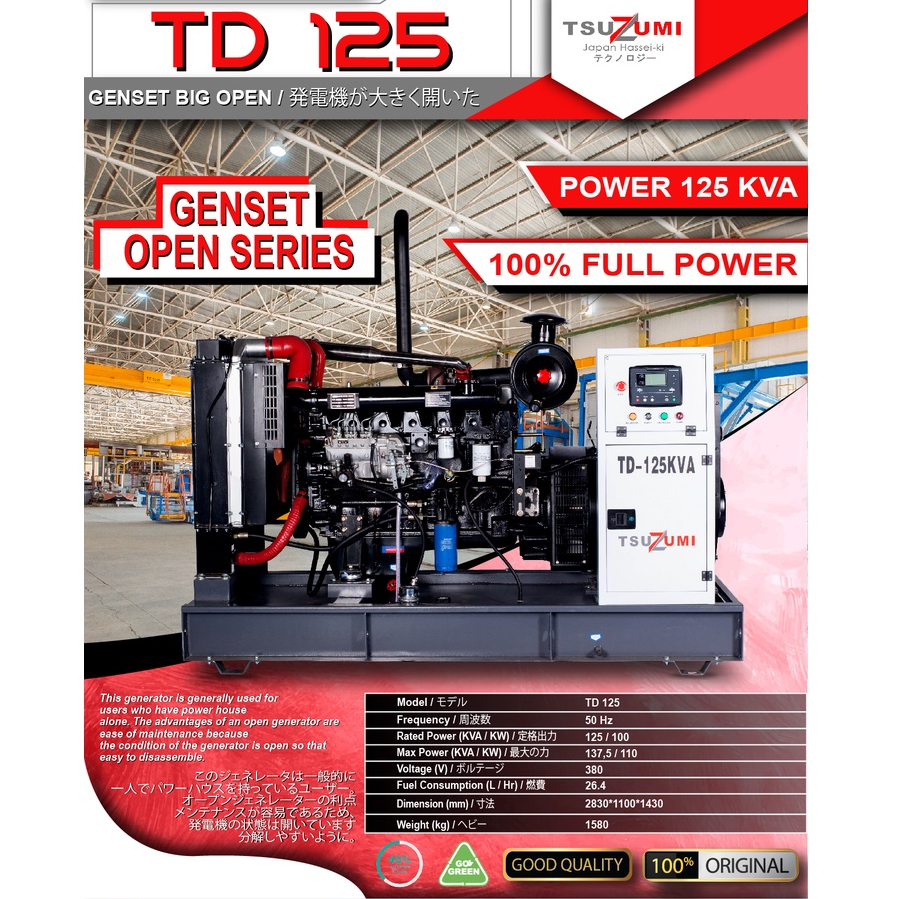 Jual Genset 125 Kva 6 Cylinder Radiator 100 Kw TSUZUMI TD125 Shopee