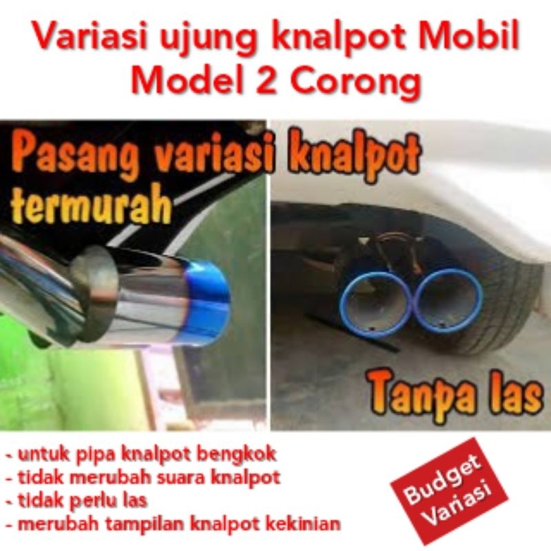 Jual Variasi Ujung Pipa Knalpot Tip Muffler Mobil Model Pelangi Bengkok