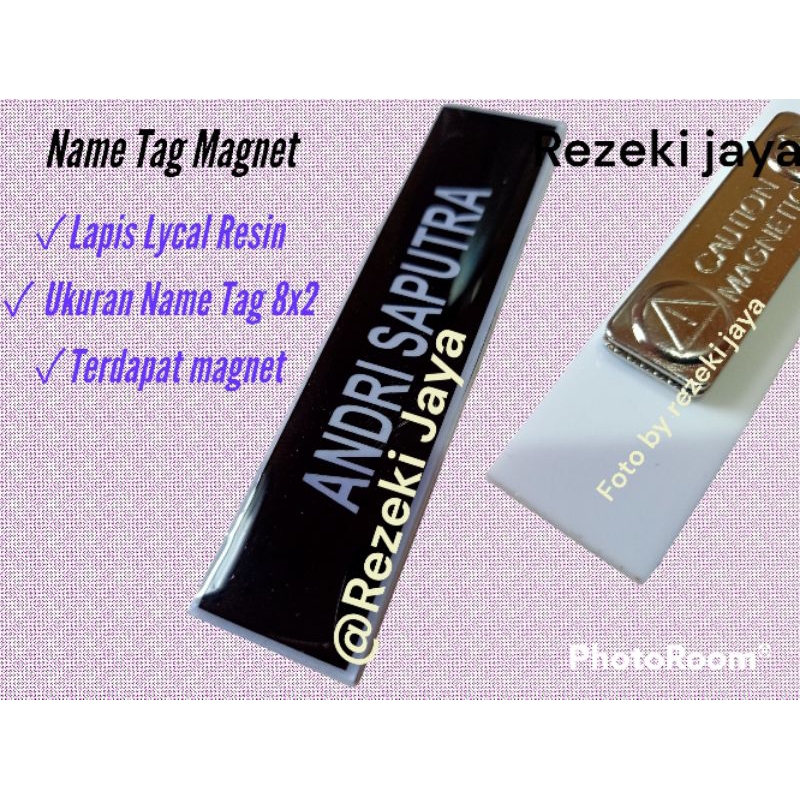 Jual Name Tag Nama Dada Papan Nama Dada Lapis Lycal Resin 8x2 Cm Magnet