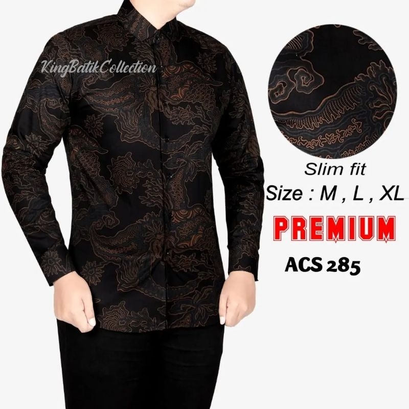 Jual Baju Kemeja Batik Pria Slim Fit Modern Lengan Panjang Slimfit Acs