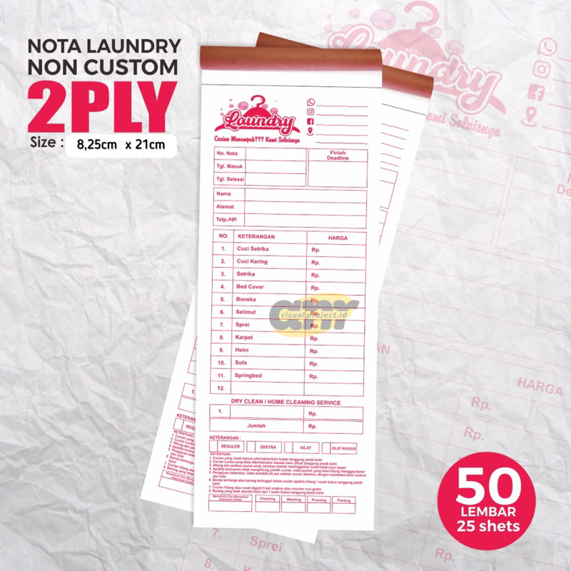 Jual Non Custom Nota Laundry Ply Ncr Polos Nota Olshop Nota