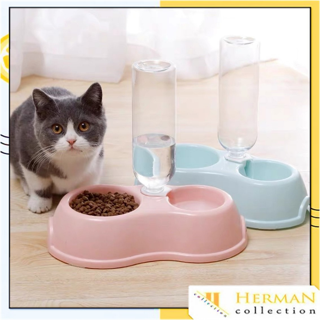 Jual HC Tempat Makan Kucing Otomatis 2in1 Mangkok Double Free Botol