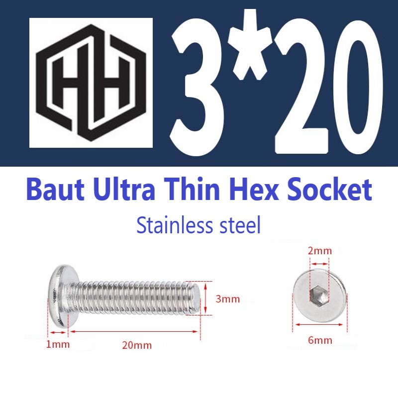 Jual Baut L M3 Hex Socket CM Ultra Thin Stainless Steel BUT3 Shopee