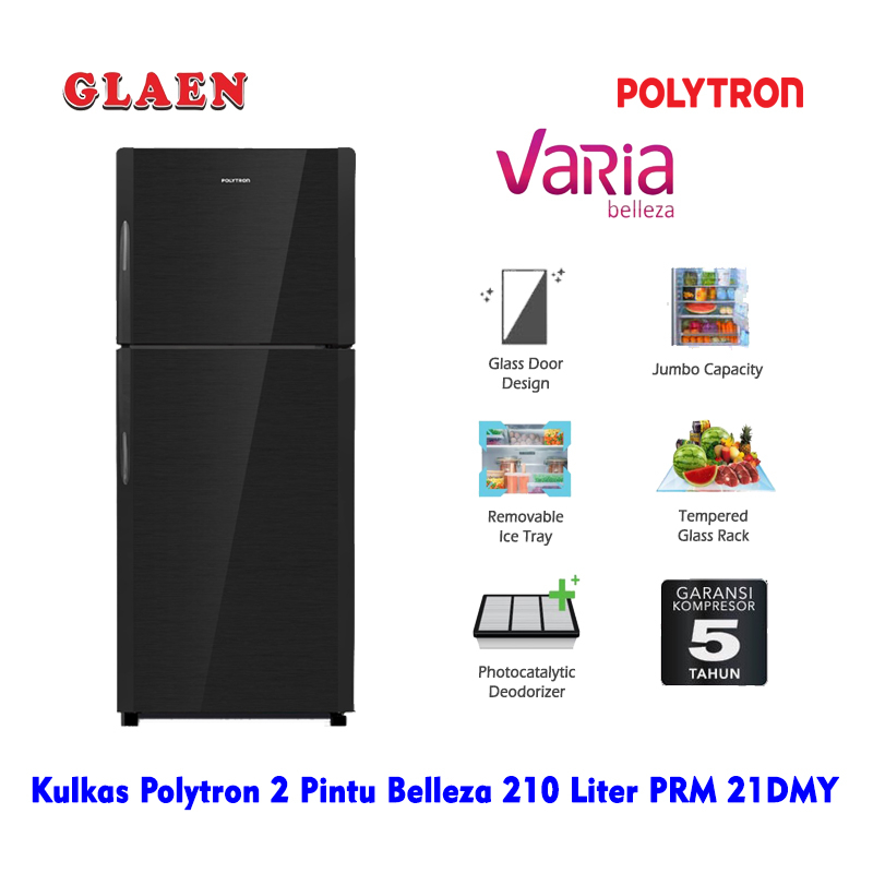 Jual Kulkas Polytron 2 Pintu Kaca Belleza 210 Liter PRM 21DMY Kulkas