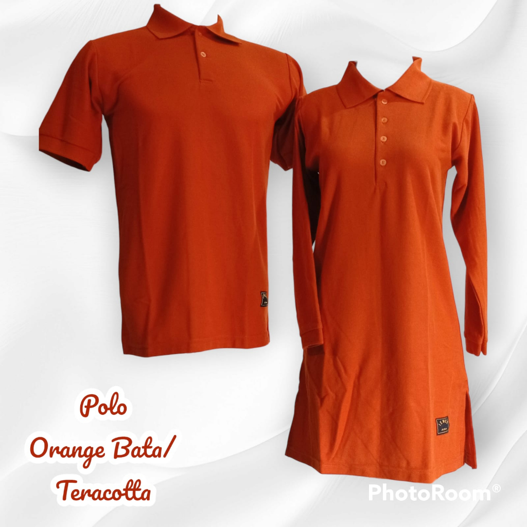 Jual S Xxxl Kaos Polo Polos Couple Tunik Muslimah Orange Kancing Depan