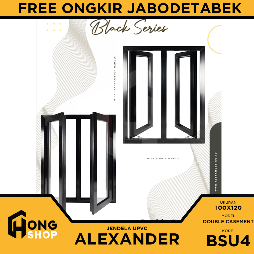 Jual Jendela Upvc Alexander Black Series X Swing Double