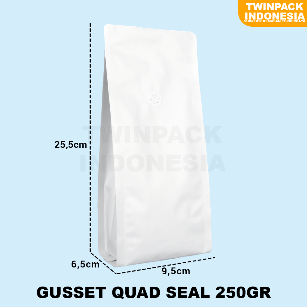 Jual Kemasan Kopi Gram Putih Gusset Premium Aluminium Foil