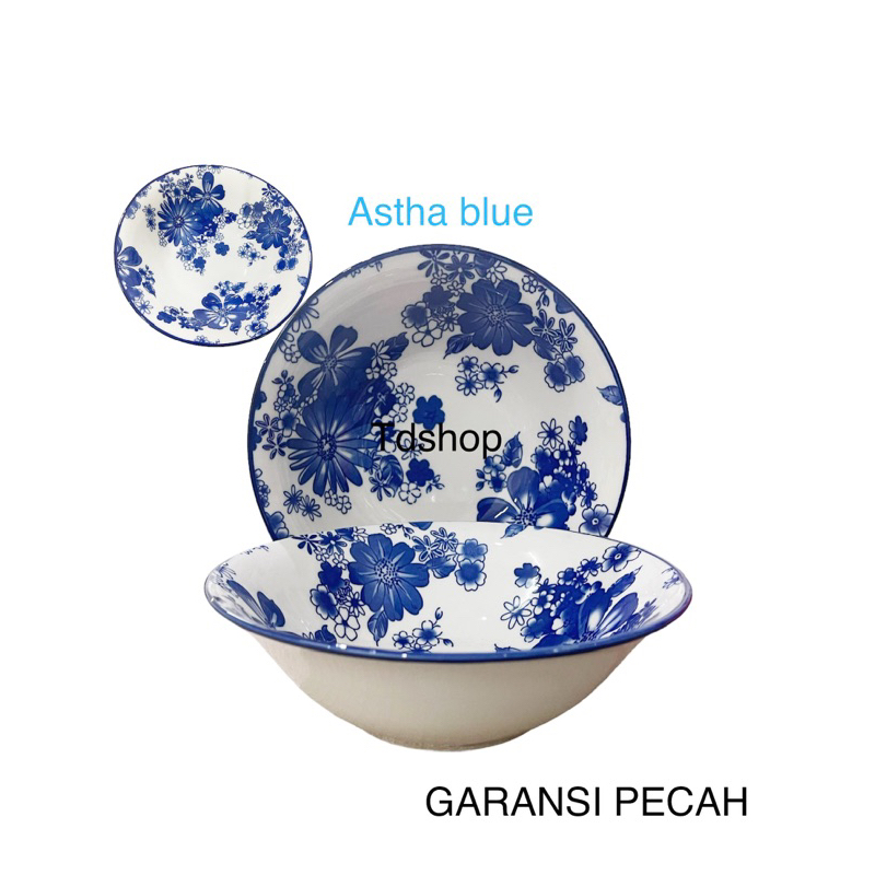 Jual MANGKOK KERAMIK SOP BAKSO SOTO ASTHA BLUE FLOWER Shopee Indonesia