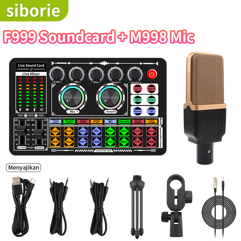 Jual Siborie F999 Soundcard M998 Mic Paket Lengkap Set Bluetooth Sound