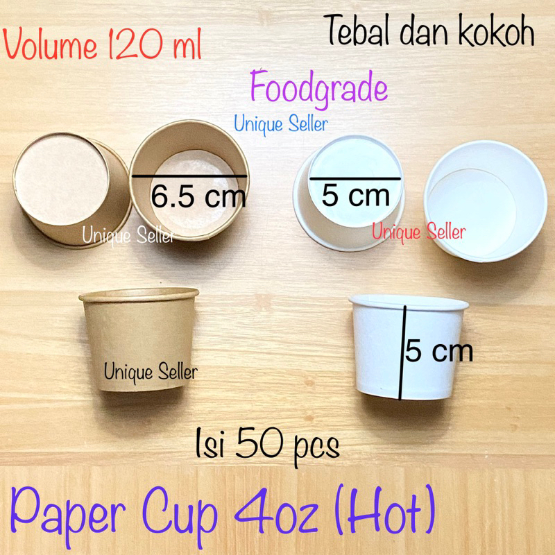 Jual Cup Kertas Hot IMP 4oz 120 Ml Putih Coklat Isi 50 Pcs Paper Cup