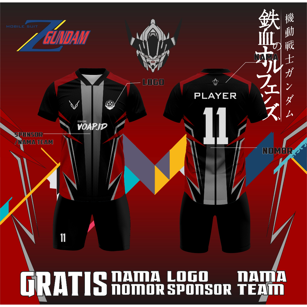 Jual Jersey Futsal Baju Sepak Bola Motif Gundam Bisa Custom Design