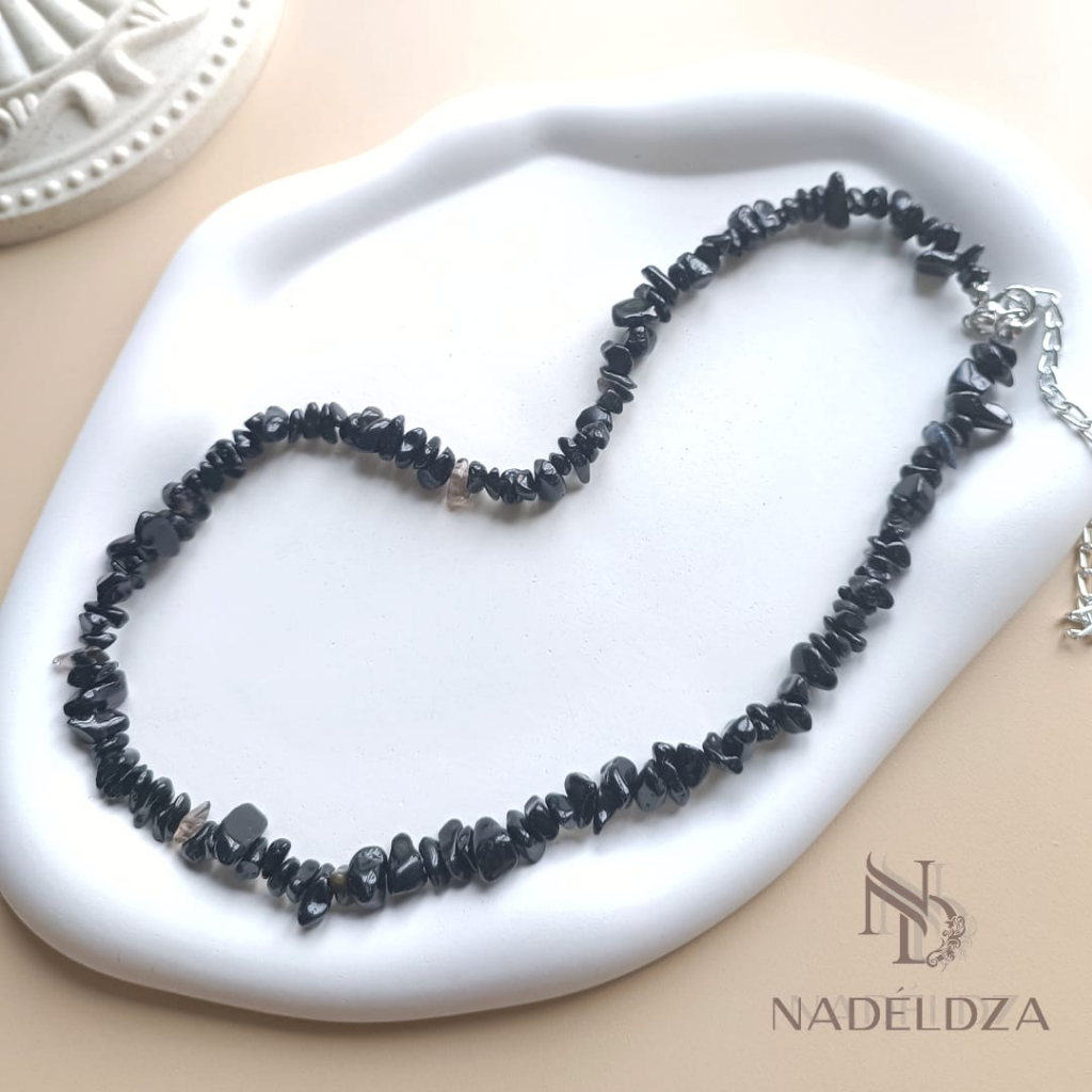 Jual Nadeldza Stone Beads Necklace Choker Hijab Kalung Batu Kerikil