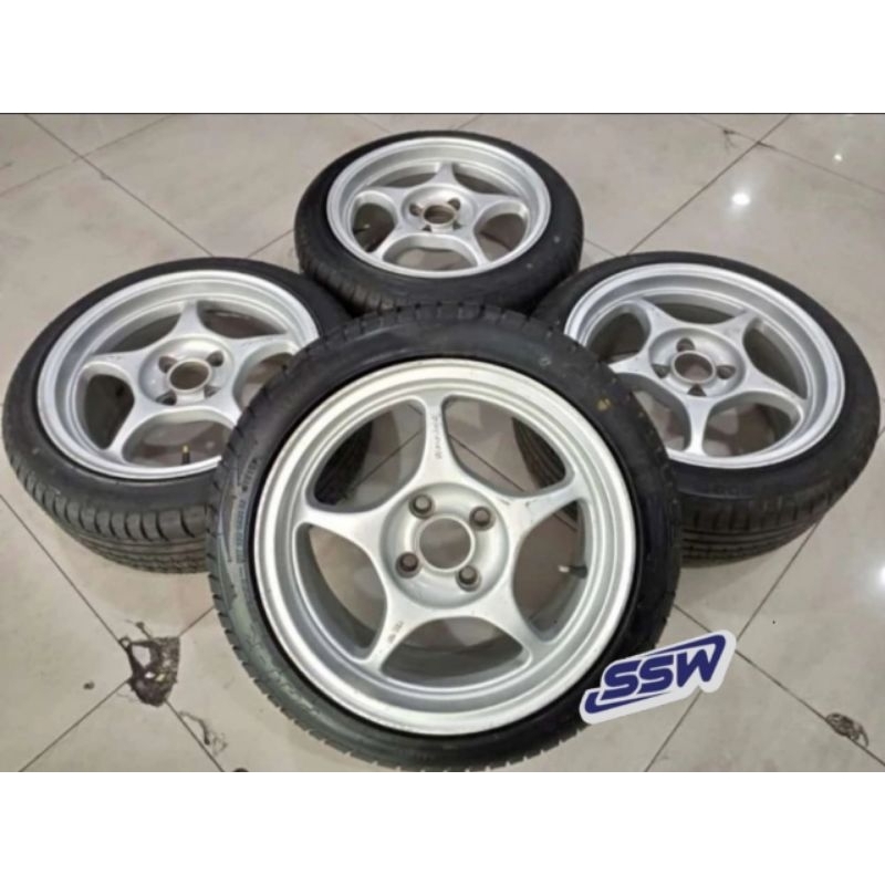 Jual 1 Set Pelek Racing Model JDM Enkei Tulang R15 Pcd 4x100 Ban 195 45