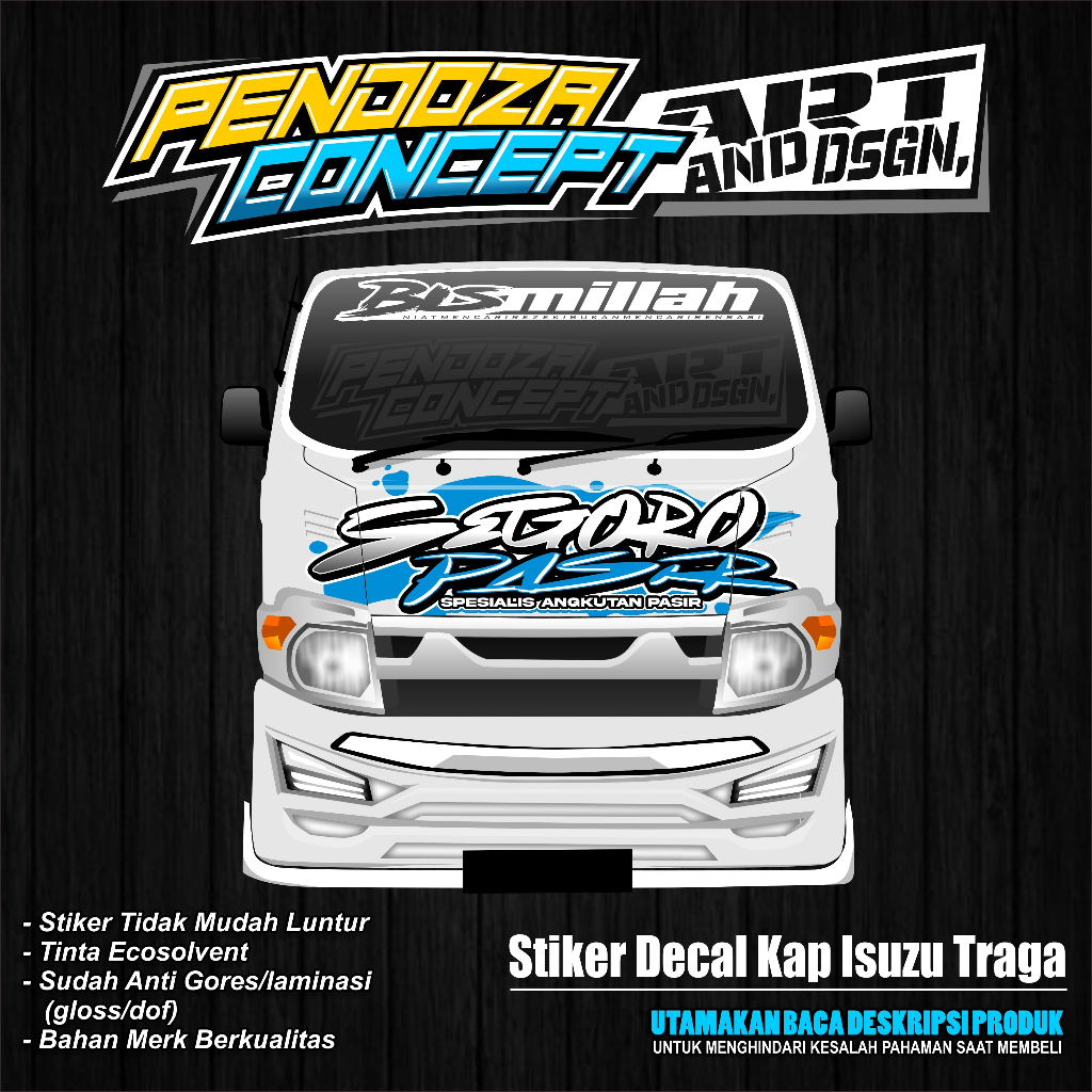 Jual Stiker Decal Kabin Depan Pickup Isuzu Traga Segoro Pasir Stiker