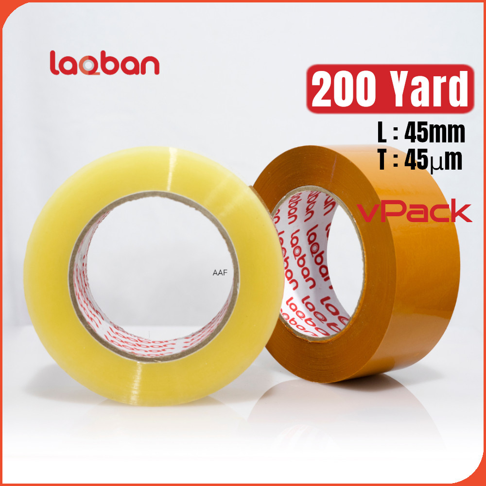 Jual VPack Lakban Jumbo Bening Cokelat 200 Yard 45 Mm Packing Adhesive