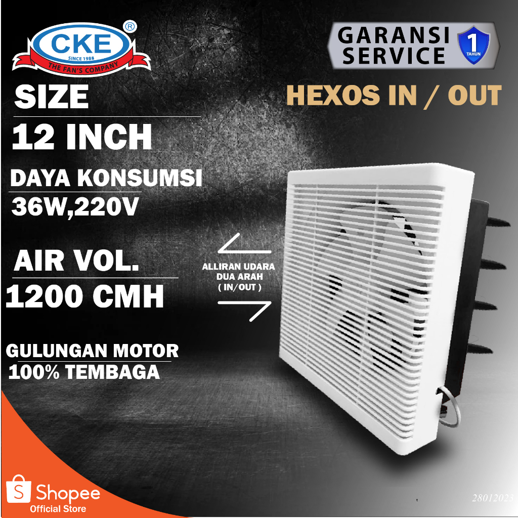 Jual Exhaust Fan Dinding 12 Wall Dinding Kipas Hexos 12 Inch