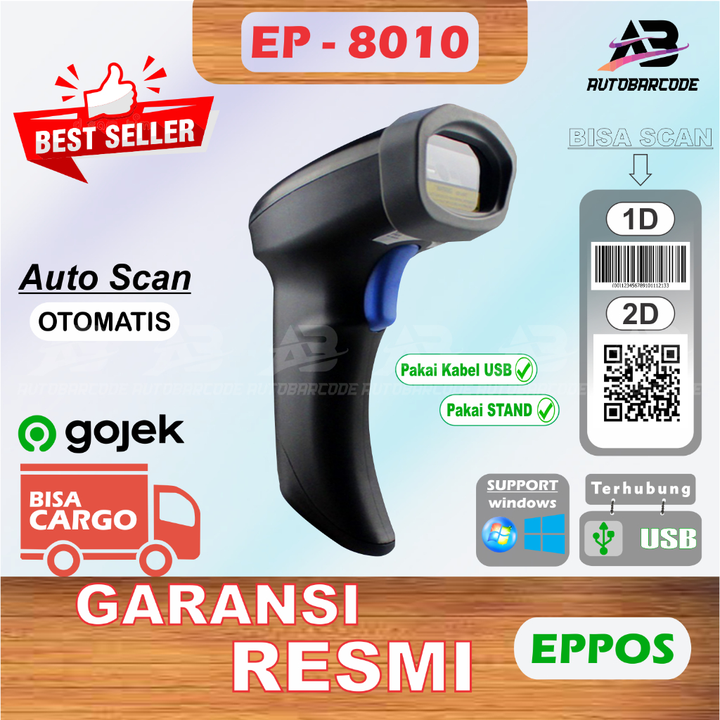 Jual Scanner Barcode 1D 2D Eppos EP8010 EP 8010 EP 8010 USB Scan QR