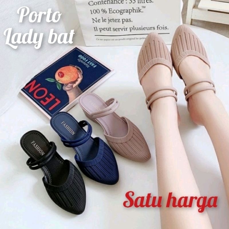 Jual Sandal Sepatu Slop Wanita Perempuan Bahan Karet Ledy Bat Ukuran