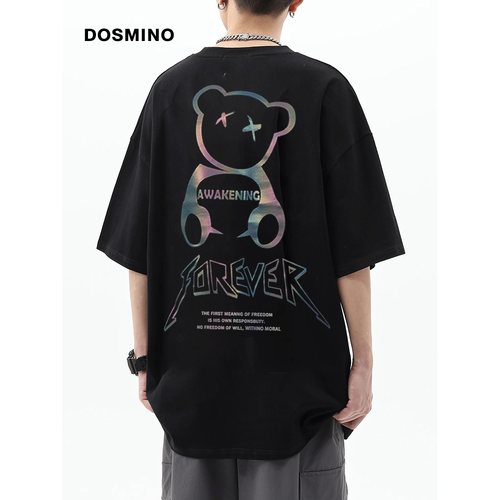 Jual Dosmino Kaos Oversize Distro Pria American Retro Trend Bear Letter