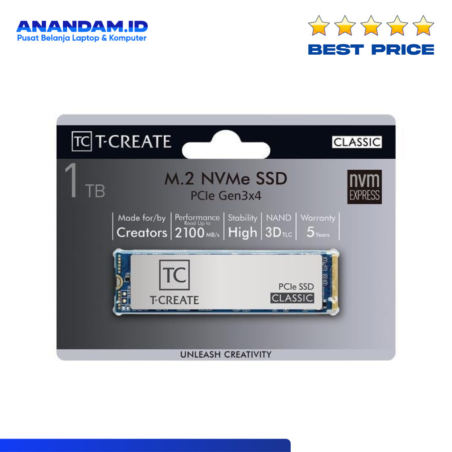 Jual SSD Team T CREATE CLASSIC 1TB M 2 NVME 2280 PCIe Gen3x4 1 TB