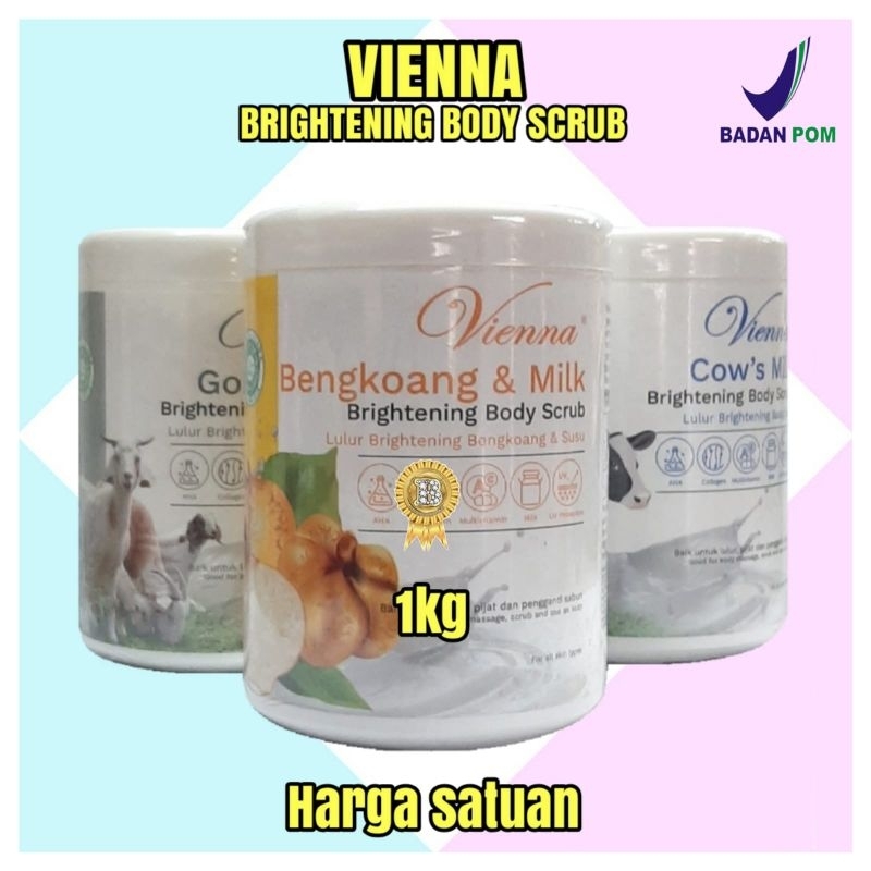 Jual Body Scrub Vienna Brightening BPOM 1kg All Varian Satuan