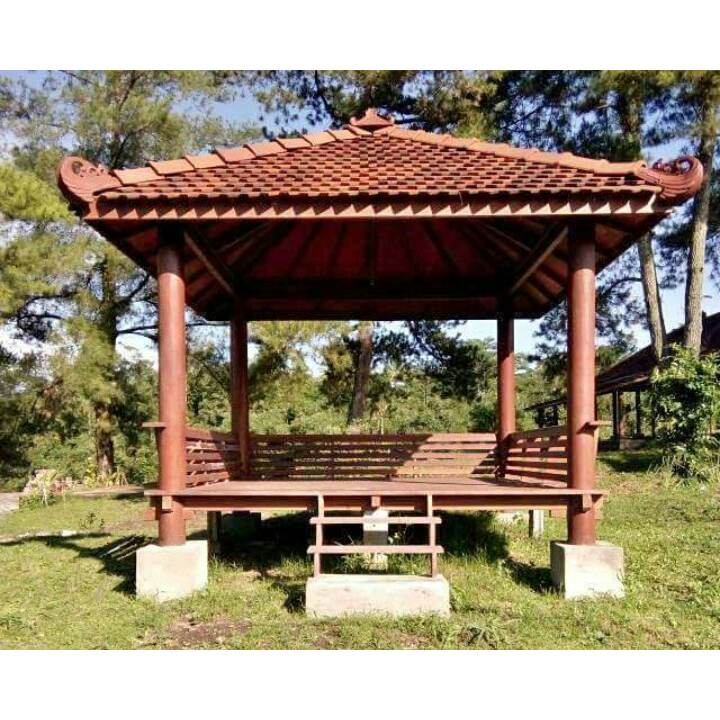 Jual Gazebo X Meter Kayu Kelapa Atap Genteng Model Sirap Saung