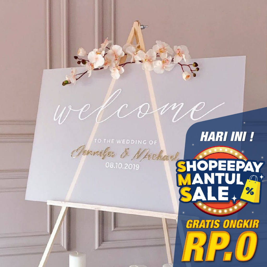 Jual Welcome Sign Acrylic X Frosted Kobinasi Acrylic Mirror