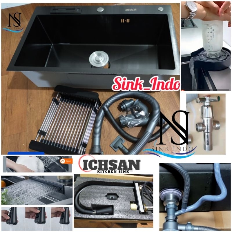 Jual Paket Komplit Bak Cuci Puring Hitam 7545 Stainless Kitchen Sink