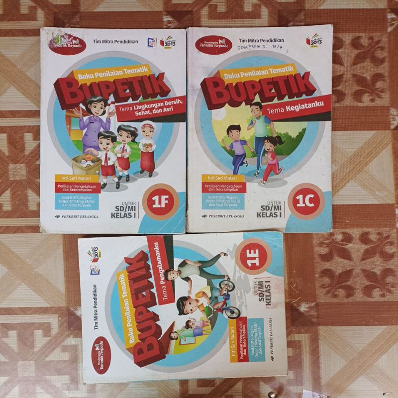 Jual BUKU ORIGINAL BEKAS BUPETIK KELAS 1 SD 1C 1E 1F 1H KURIKULUM 2013