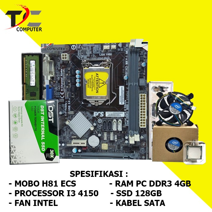 Jual Paket Mobo Onboard H81 Intel LGA 1150 DDR3 Plus RAM SSD Processor