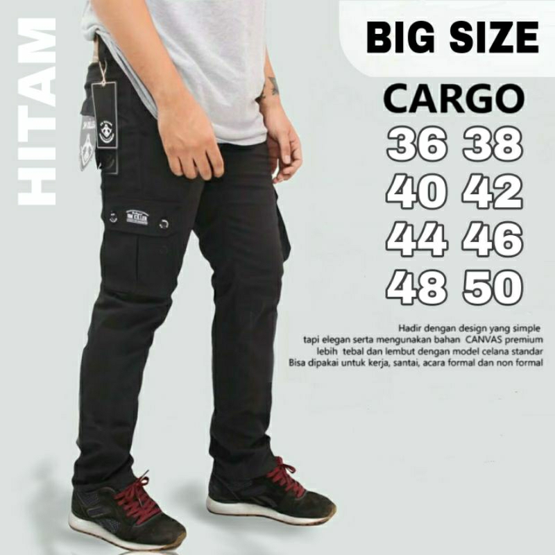 Jual Celana Cargo Panjang Jumbo Big Size Pria Slimfit Streetch Melar