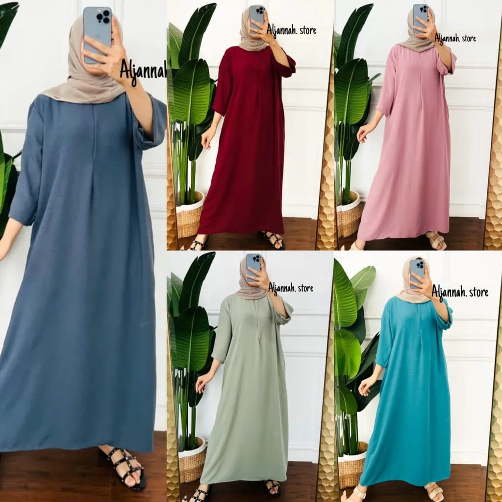 Jual Promo Daster Gamis Crinkle Polos Kekinian Lengan Tangan