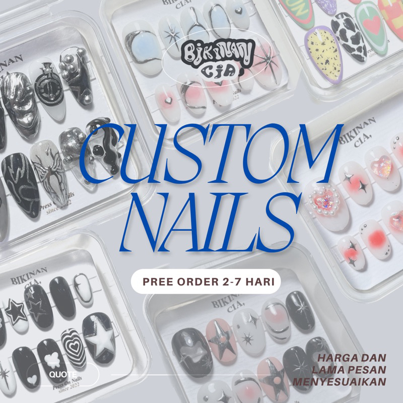 Jual Custom Press On Nails Fake Nails Kuku Palsu Aesthetic Nails