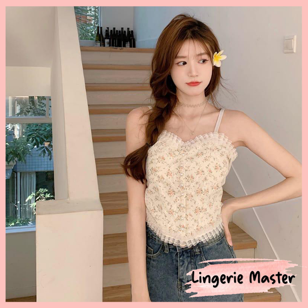 Jual Lingerie Master B Tanktop Bra Bh Crop Korean Lace Pearl