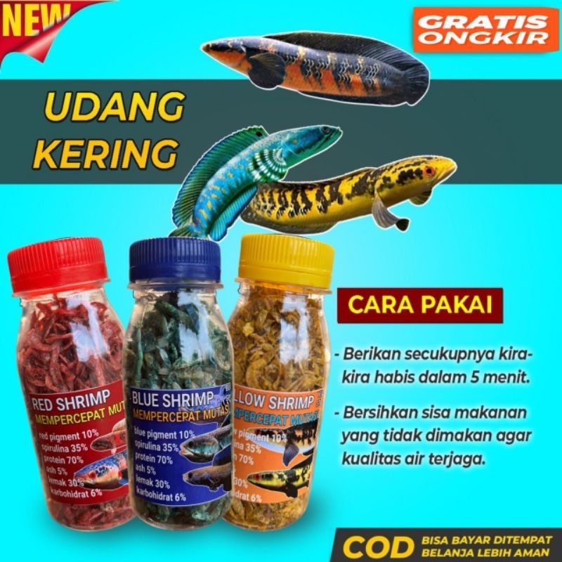 Jual Gram Udang Kering Pakan Ikan Channa Maru Yellow Sentarum Auranti