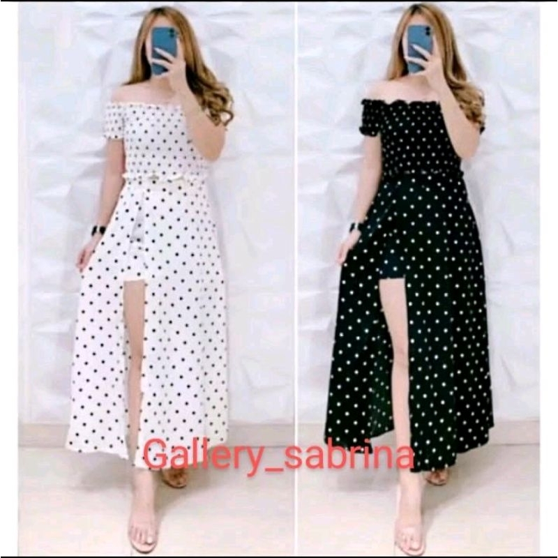 Jual Baju Sabrina Wanita Setelan Sabrina Polkadot Shopee Indonesia