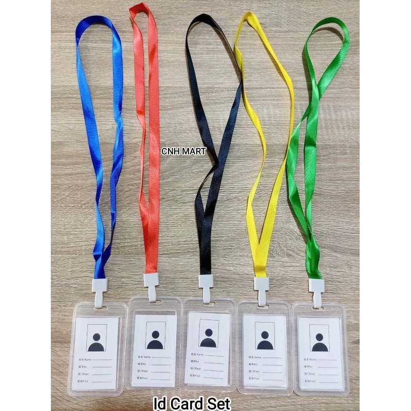 Jual 10 Set ID CARD HOLDER PLASTIK 2 SISI TALI TEMPAT IDCARD