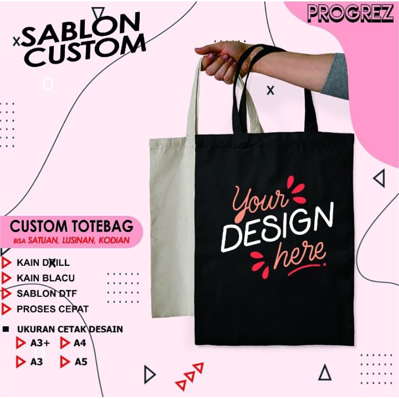 Jual Totebag Custom I Sablon Custom Totebag I Totebag Drill I Totebag