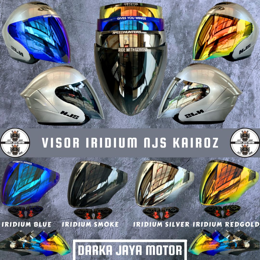 Jual KACA VISOR FLAT VENOM NJS KAIROZ IRIDIUM REDGOLD BLUE SILVER SMOKE