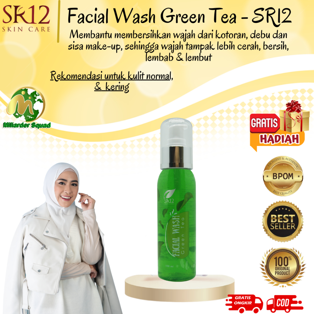 Jual Facial Wash Green Tea SR12 100ml Sabun Kulit Berminyak Oily Gel