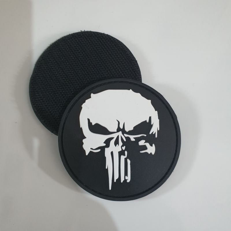 Jual Patch Rubber Logo Tengkorak Funiser Bulat Tactical Tempelan