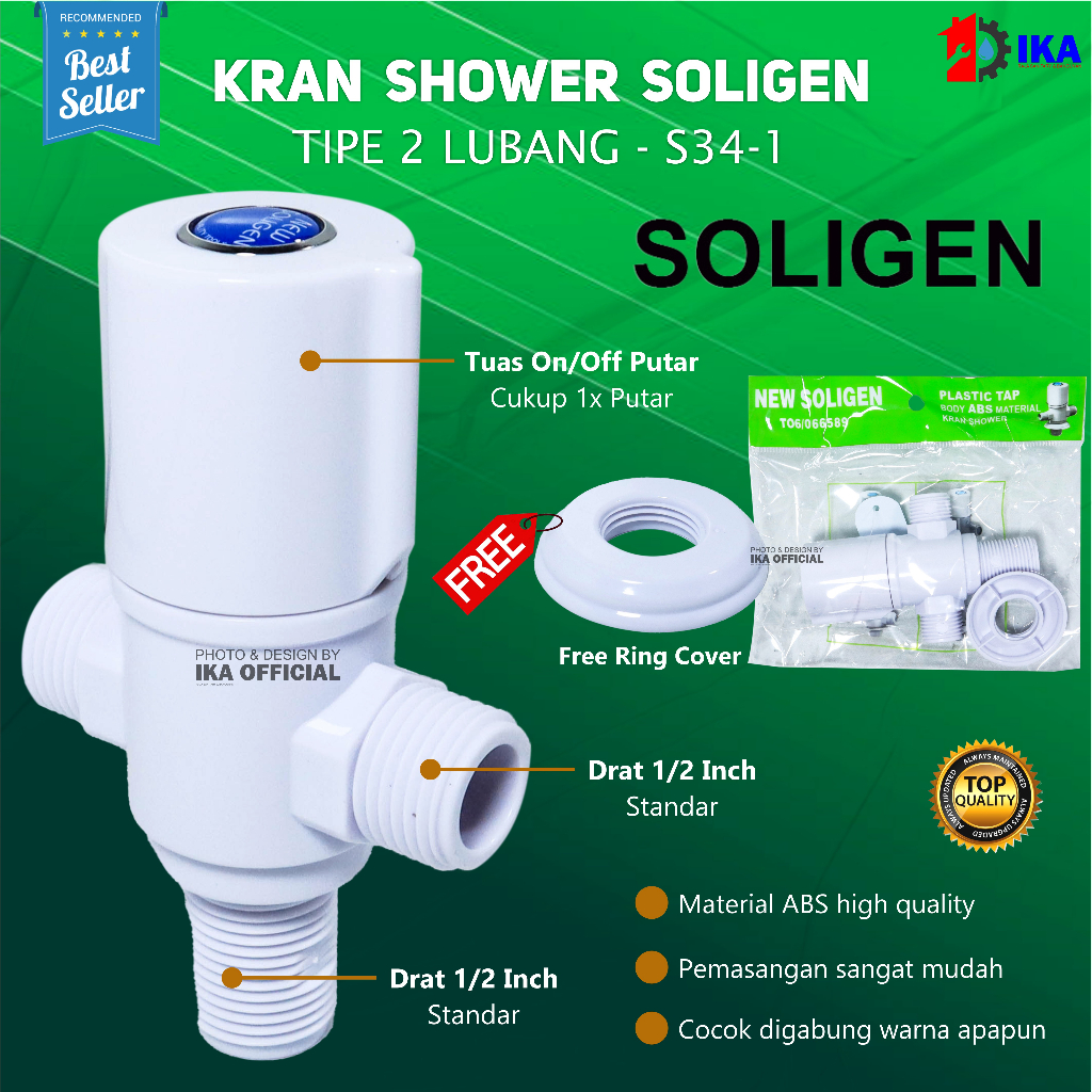 Jual Stop Kran Kloset Soligen 1 2 Cabang Single Double PVC Jet Shower