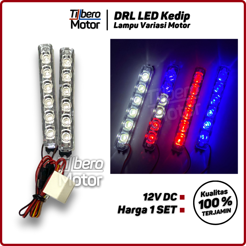 Jual Lampu LED Kedip DRL 6 Mata 2 Mode Flash Blitz Kelip Saklar Motor