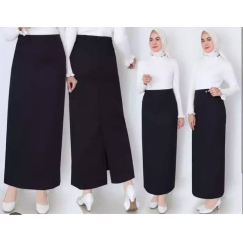 Jual ROK FORMAL MODEL SPAN REMPEL BELAKANG ROK KERJA JUMBO Shopee