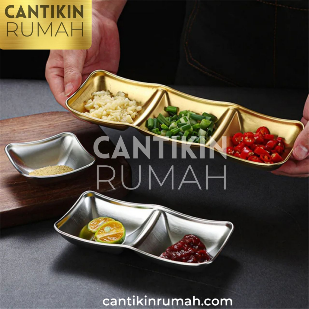 Jual Mangkok Saji Kotak Saos Sambal Sauce Dish Stainless Sus Emas