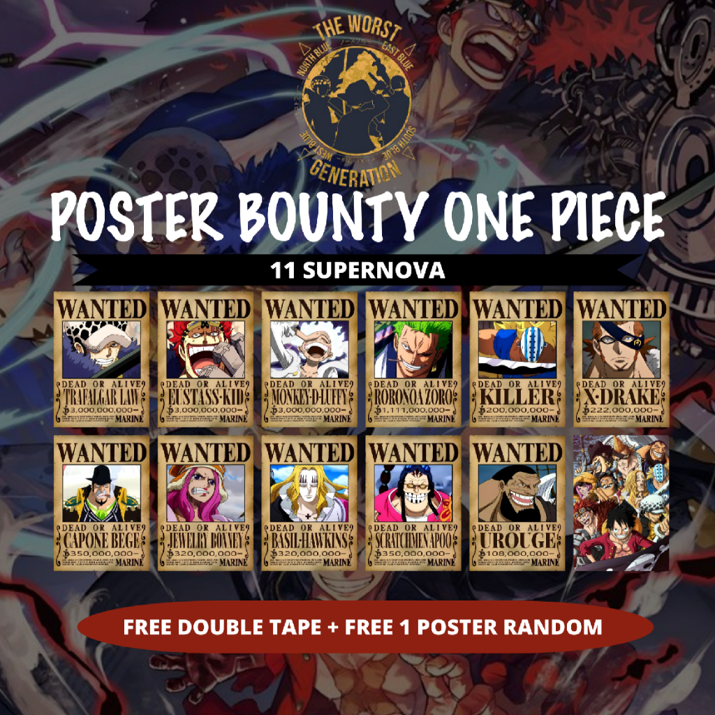 Jual Set Poster Bounty One Piece Ukuran A Bajak Laut Terburuk