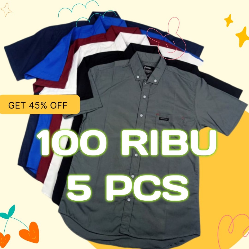 Jual Ribu Dapat Pcs Kemeja Hem Pria Lengan Pendek Polos Kekinian