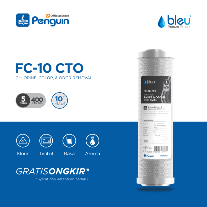 Jual Penguin Bleu Fc Cto Inch Cartridge Filter Air Shopee Indonesia