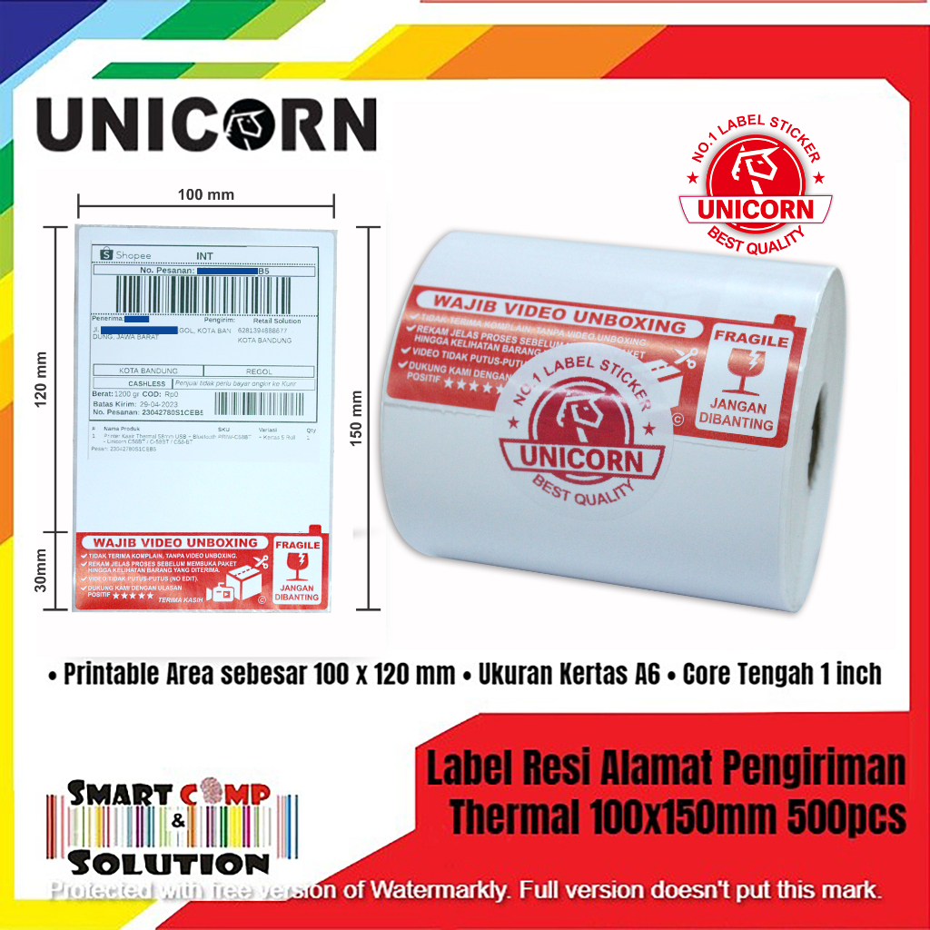 Jual Stiker Label Resi Alamat Thermal 100x150 Mm 100 X 150 Mm 100x150mm